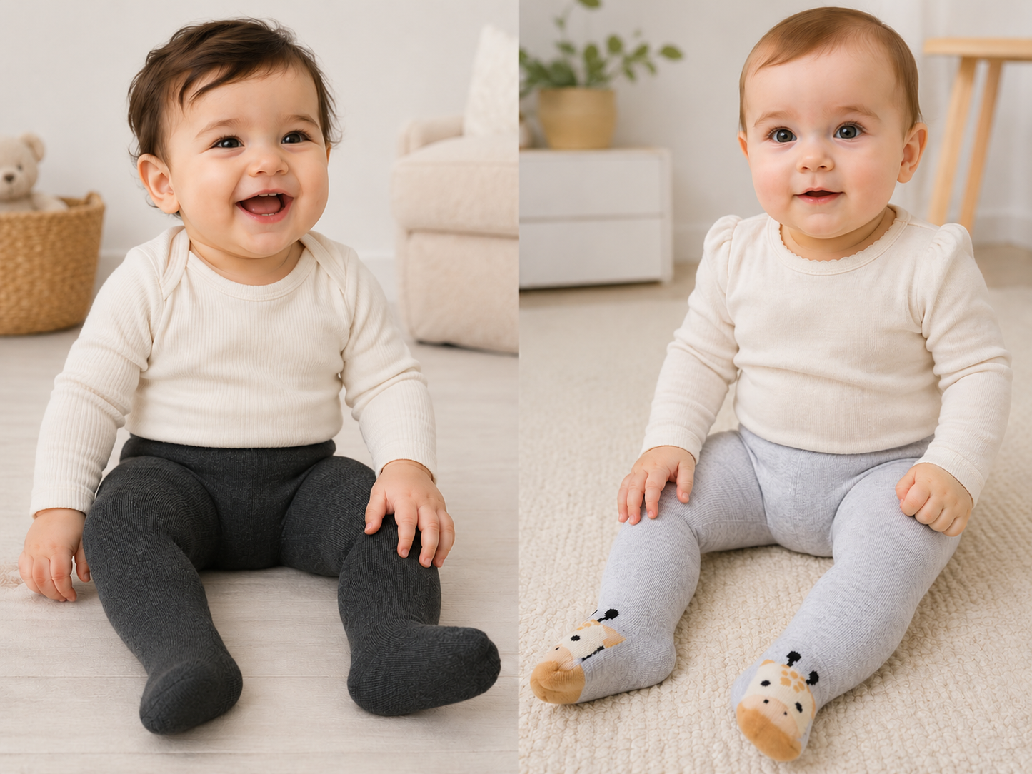 Lupilu Boys' Cotton Terry Tights 2-Pack