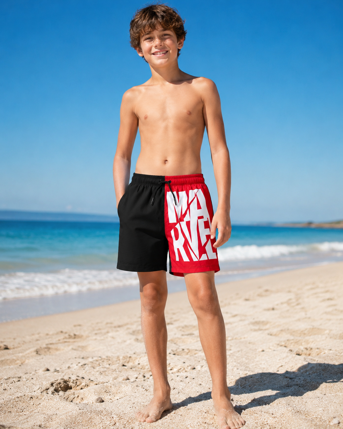 Disney Avengers Boys' Beach Shorts with Mesh Briefs