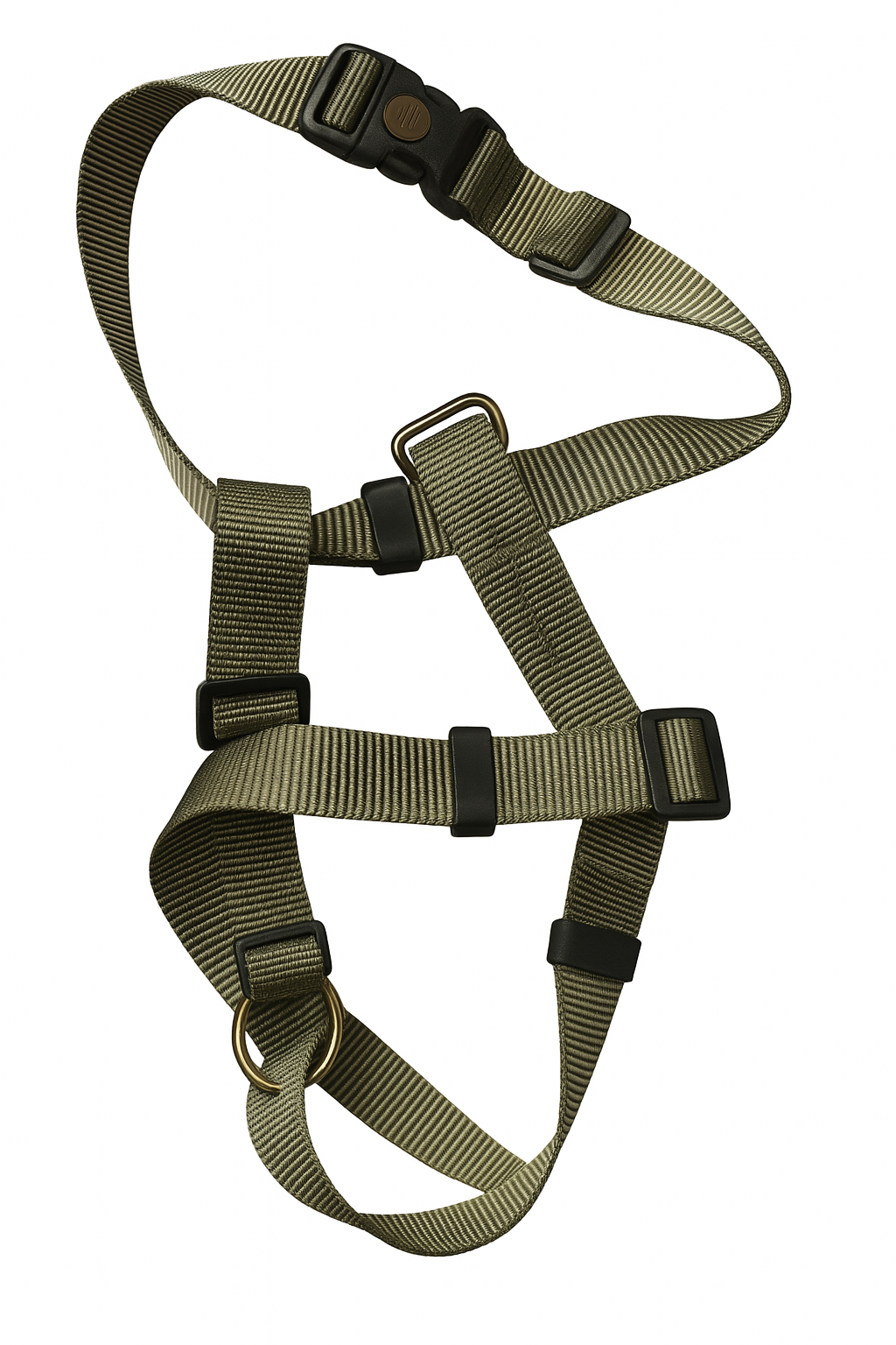 Heavy-Duty Adjustable Dog Harness – Olive Green Stripe | Secure & Reflective Fit