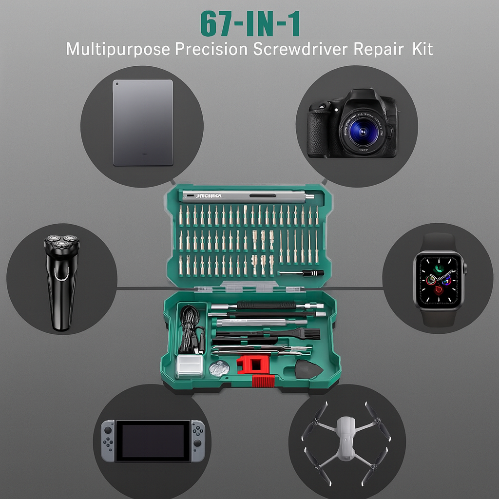 HYCHIKA Electric Precision Screwdriver Set: 67-in-1 Mini Mechanic Tool Kit