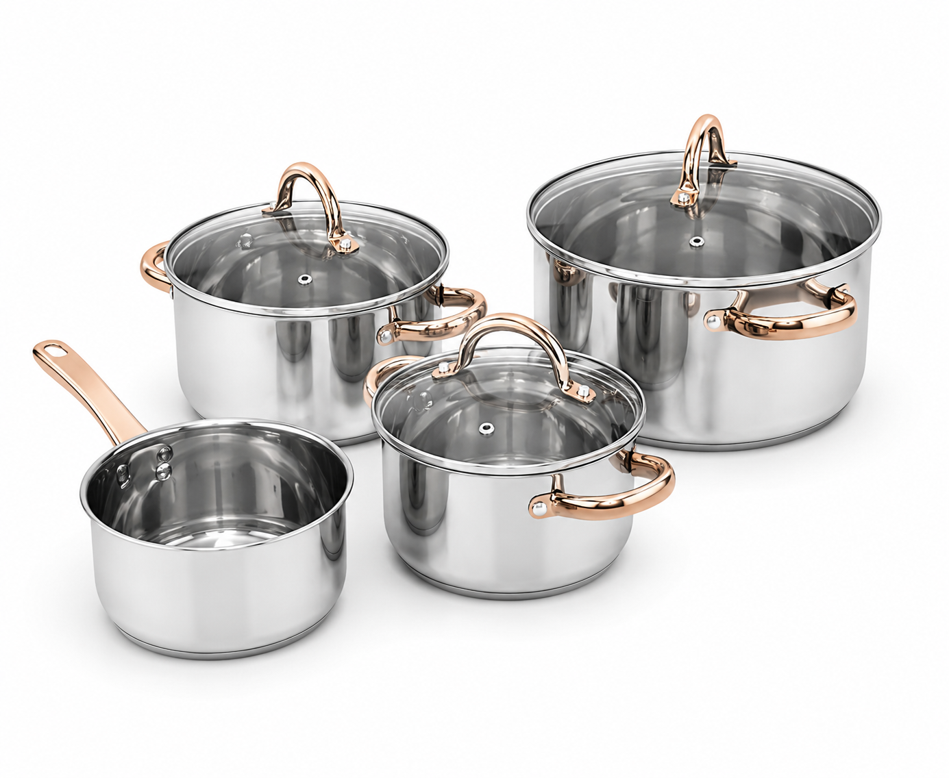 GSW Germany Stainless Steel Stock Pot set of 3 pots and 1 Saucepan