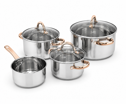 GSW Germany Stainless Steel Stock Pot set of 3 pots and 1 Saucepan