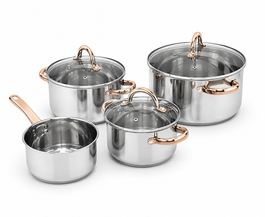 GSW Germany Stainless Steel Stock Pot set of 3 pots and 1 Saucepan