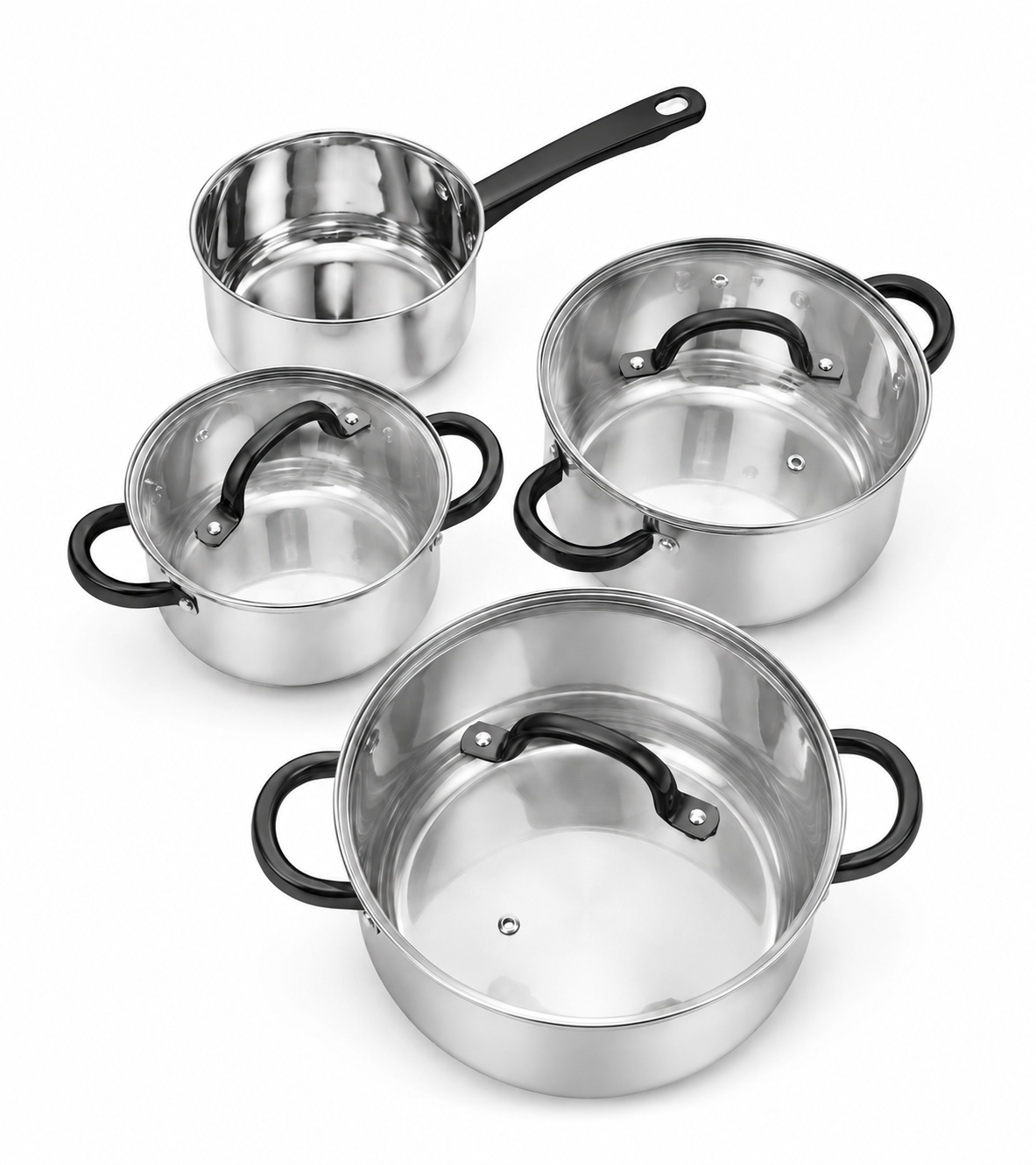 GSW Germany Stainless Steel Stock Pot set of 3 pots and 1 Saucepan