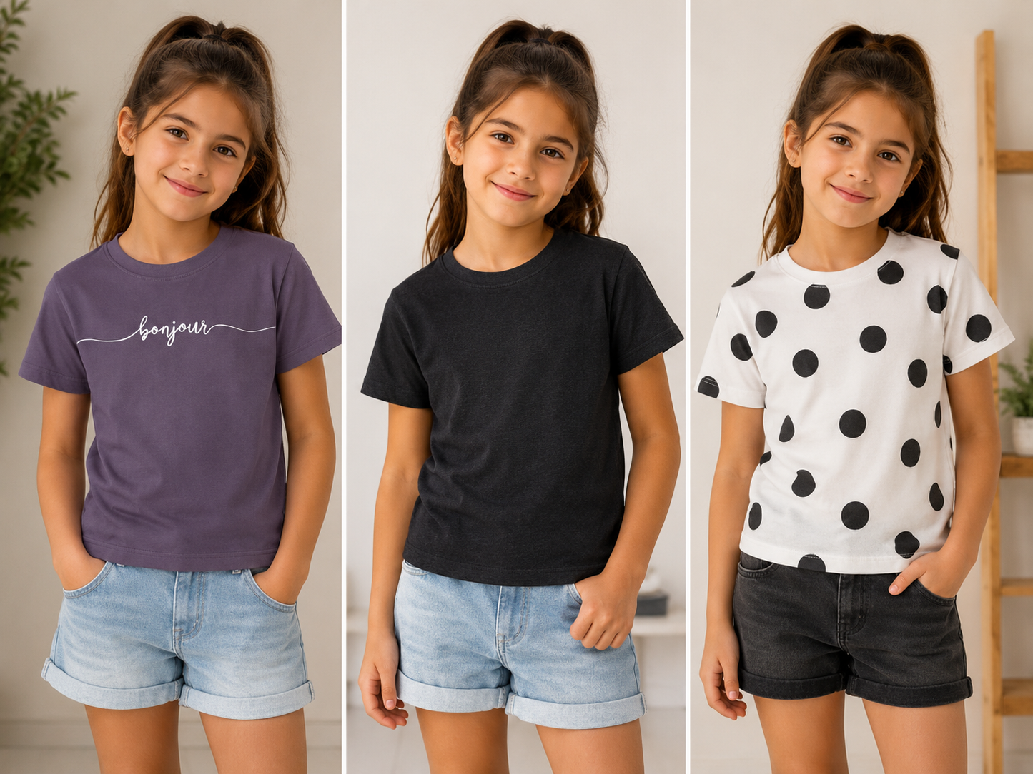 Pepperts! Girls' Cotton T-Shirt Set 3-Pack Multicolor