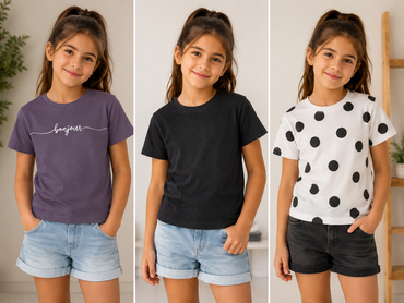 Pepperts! Girls' Cotton T-Shirt Set 3-Pack Multicolor