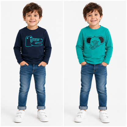 LUPILU Boys' Long Sleeve T-Shirt 2-Pack