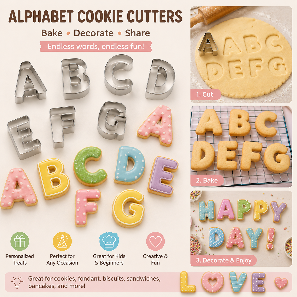 Alphabet Stainless Steel Cookie Cutter Set