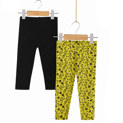 LUPILU Capri Leggings 2‑Piece Black Yellow