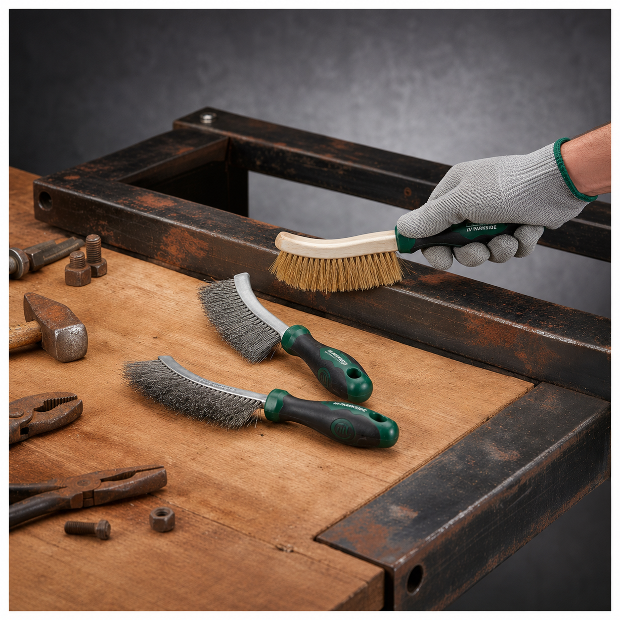 PARKSIDE 3-Piece Wire Brush Set for Cleaning and Rust & Paint Removal