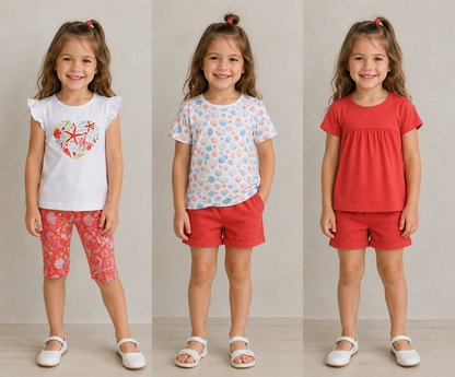 Lupilu Girls Kids T‑Shirt Set  Cotton Pack of 3