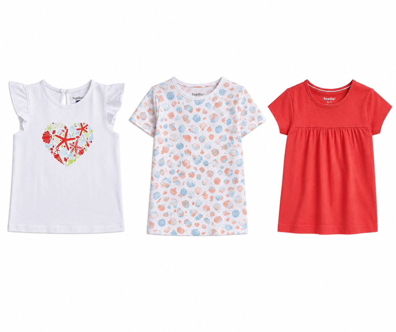 Lupilu Girls Kids T‑Shirt Set  Cotton Pack of 3