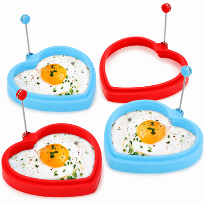 Heart-Shaped Silicone Egg & Pancake Molds Set of 4