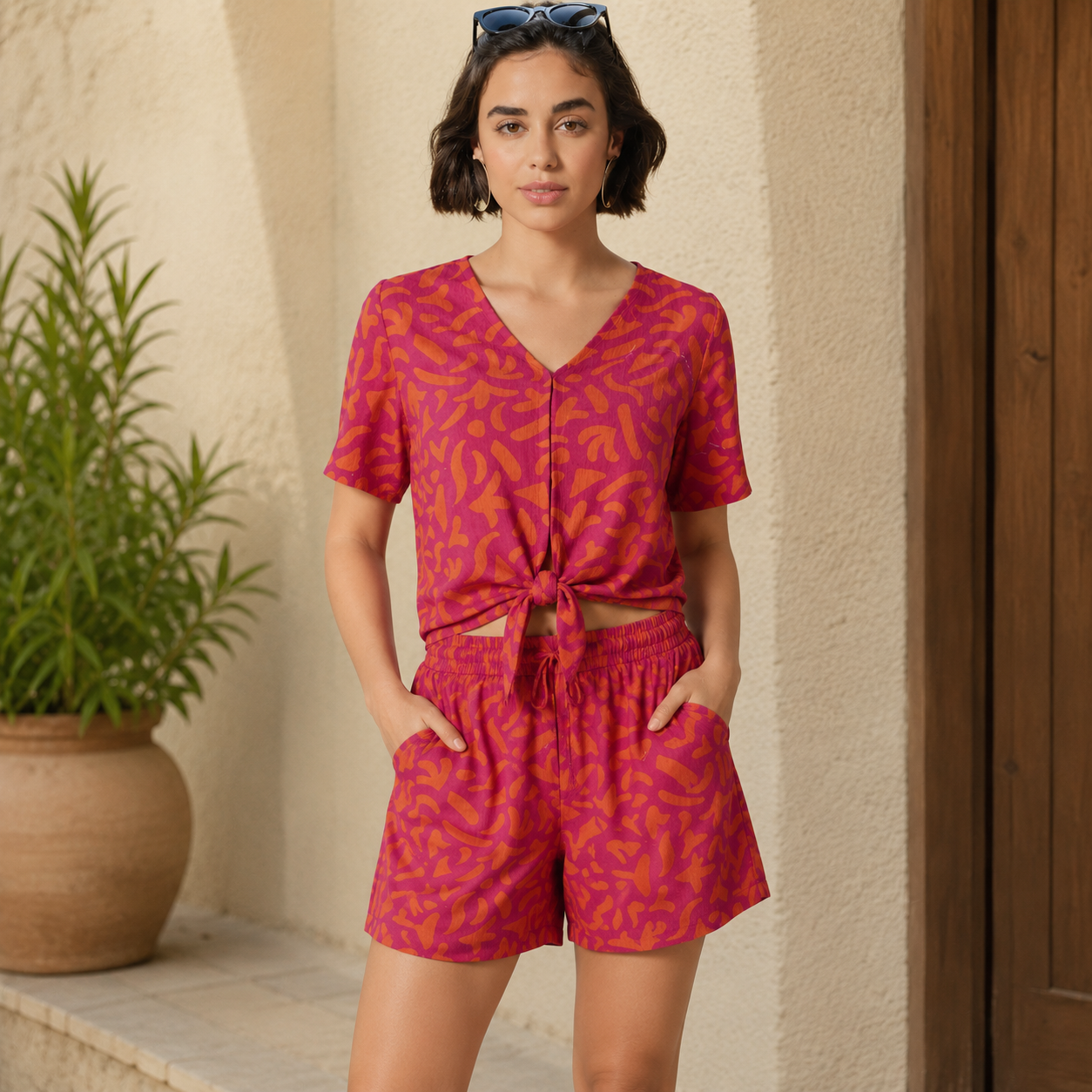 ESMARA Women’s Blouse with Decorative Knot