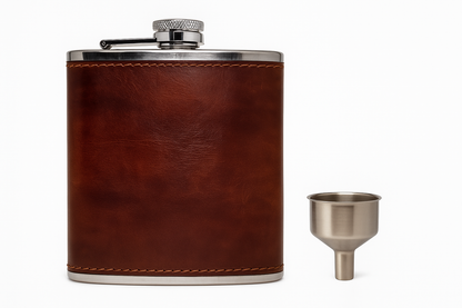 Vin Bouquet 8oz Stainless Steel Hip Flask with Leather Funnel