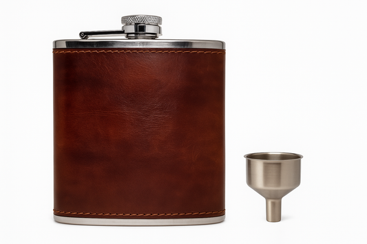 Vin Bouquet 8oz Stainless Steel Hip Flask with Leather Funnel