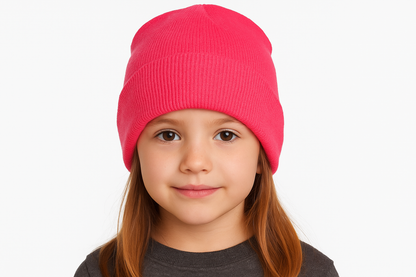 Vibrant Neon Pink Ribbed Knit Beanie Hat for Women - Cozy & Stylish