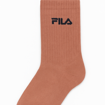 Brown sock with Fila logo on a white background