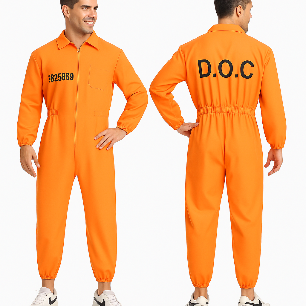 Fun Orange Prisoner Jumpsuit Costume for Adults - Halloween Cosplay