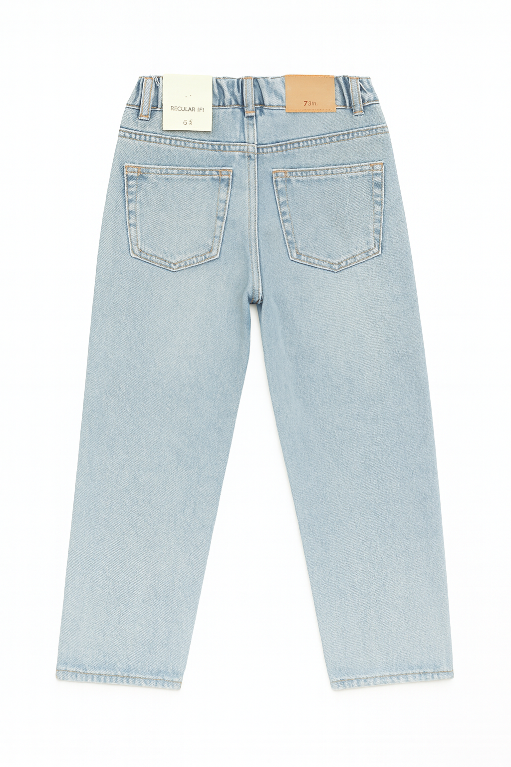 Zara Kids Baggy Fit Elastic Waist Denim Jeans Light Blue Casual