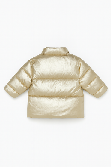 Zara Metallic Gold Puffer Coat, Warm Toddler Girls Jacket