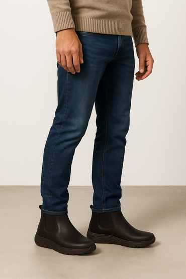 Stylish Black Leather Chelsea Boots Georgia Mid-Calf Slip-On Design