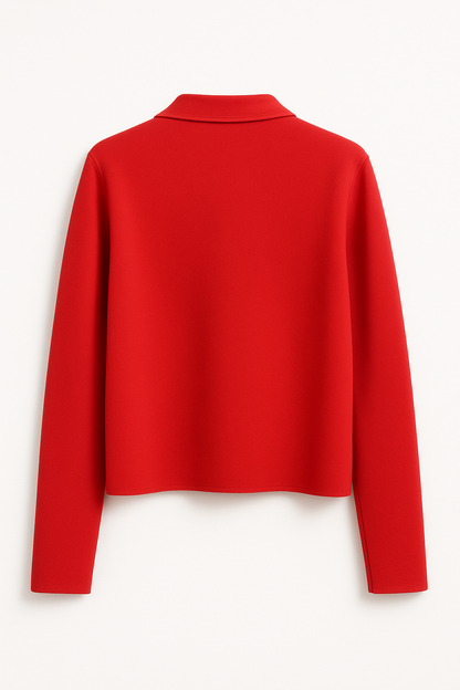 Grace Karin Women's Red Knit Long Sleeve Mid-Length Jacket