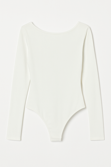 Creamy Long Sleeve Bodysuit with String – Slimming Shapewear