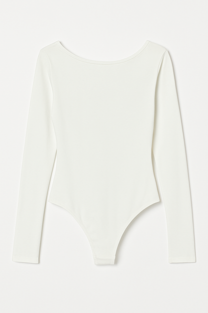 Creamy Long Sleeve Bodysuit with String – Slimming Shapewear