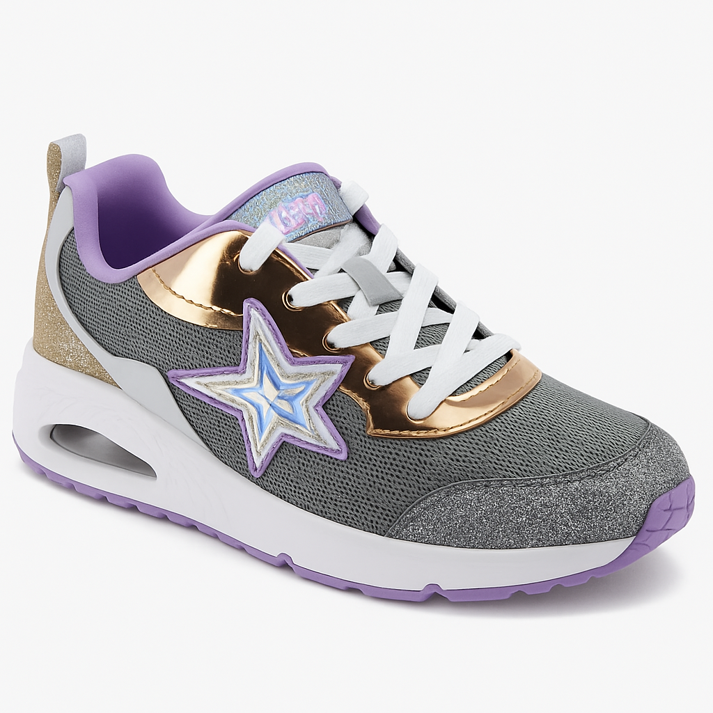 Skechers Girls Uno Starry Vibe Glitter Comfortable Lightweight Sneakers