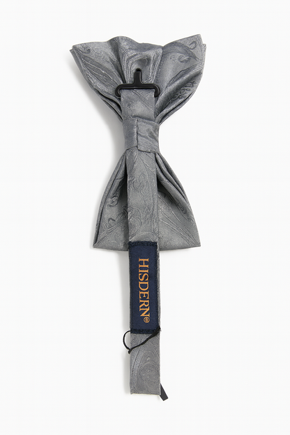 Charming Pre-Tied Gray Patterned Bow Tie | Weddings & Events