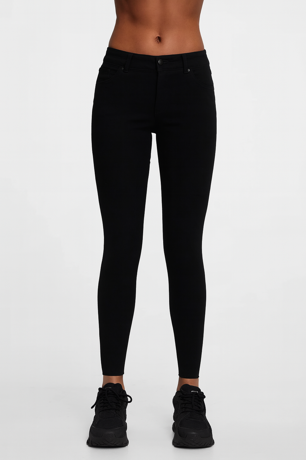 Women's Pieces Mid Waist Ultra Skinny Fit Jeans Black Denim