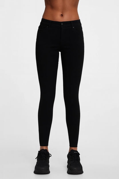 Women's Pieces Mid Waist Ultra Skinny Fit Jeans Black Denim