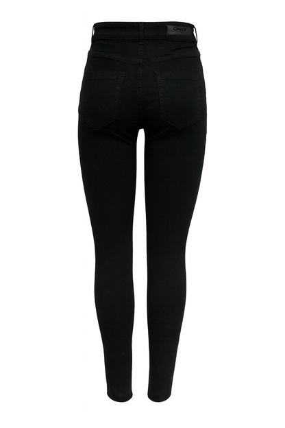Women's Pieces Mid Waist Ultra Skinny Fit Jeans Black Denim