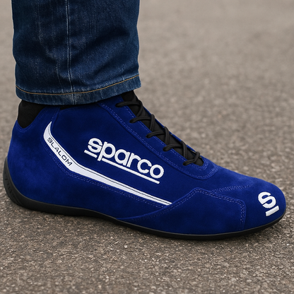 Sparco Slalom Ankle Boots Blue Leather FIA Certified