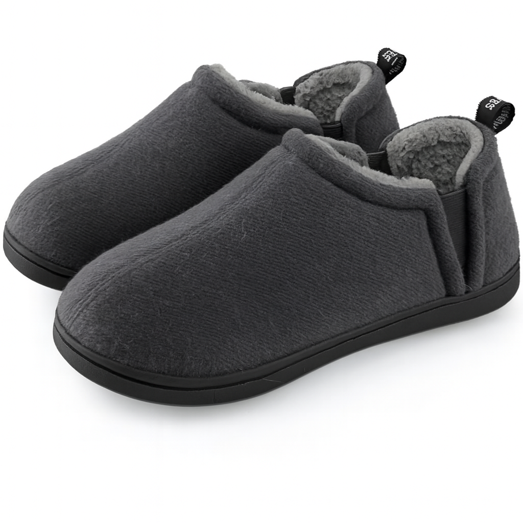 Snug Leaves Men's Faux Wool Felt Slippers: Warm, Comfy Winter House Shoes.