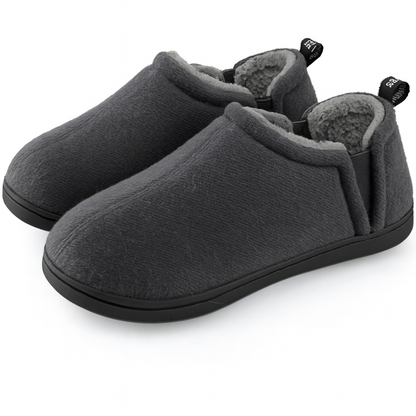 Snug Leaves Men's Faux Wool Felt Slippers: Warm, Comfy Winter House Shoes.