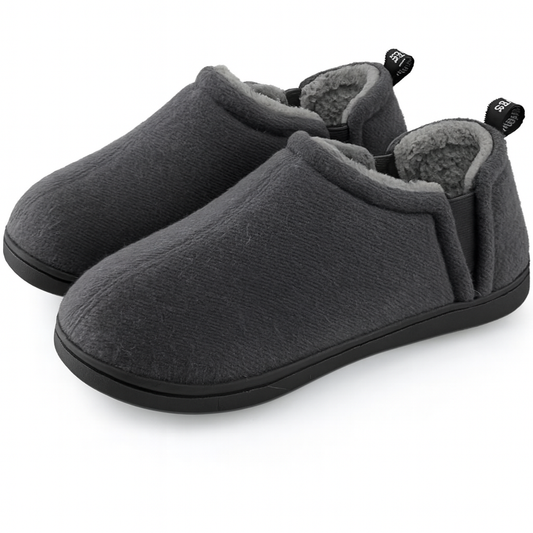 Snug Leaves Men's Faux Wool Felt Slippers: Warm, Comfy Winter House Shoes.