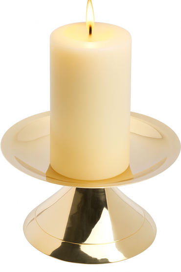 Disc Candlestick 11cm Brass Gold Altar Candle Holder with Spike