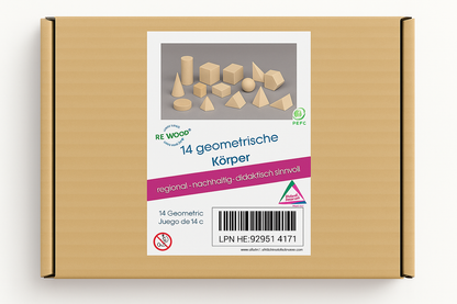 14 Diverse RE-Wood® Geometric Solids Set for Hands-On Geometry Learning