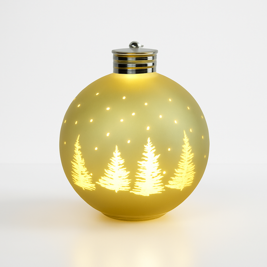 Gold 23cm LED Glass Christmas Ball with Warm White Glow