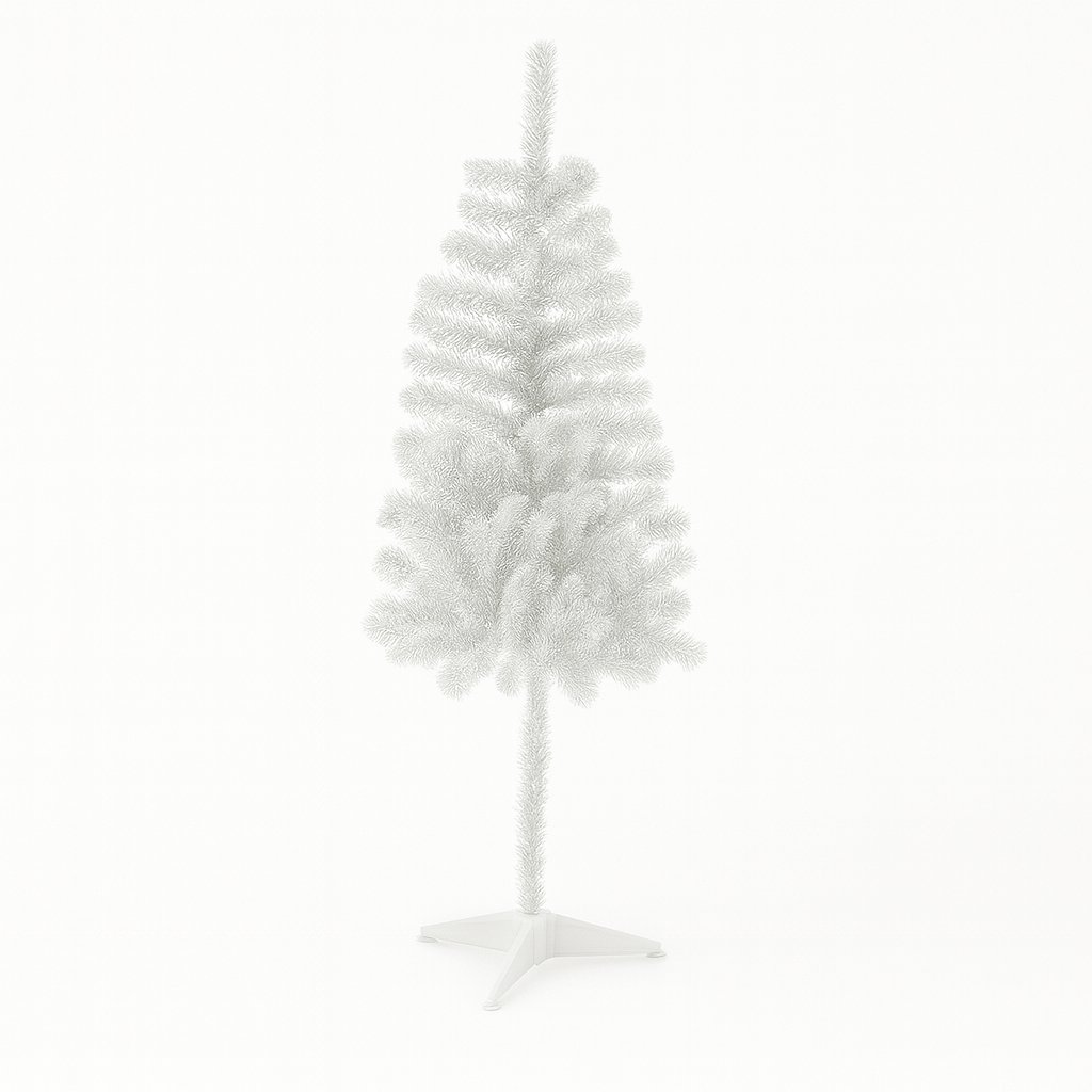White artificial Christmas tree on a white background