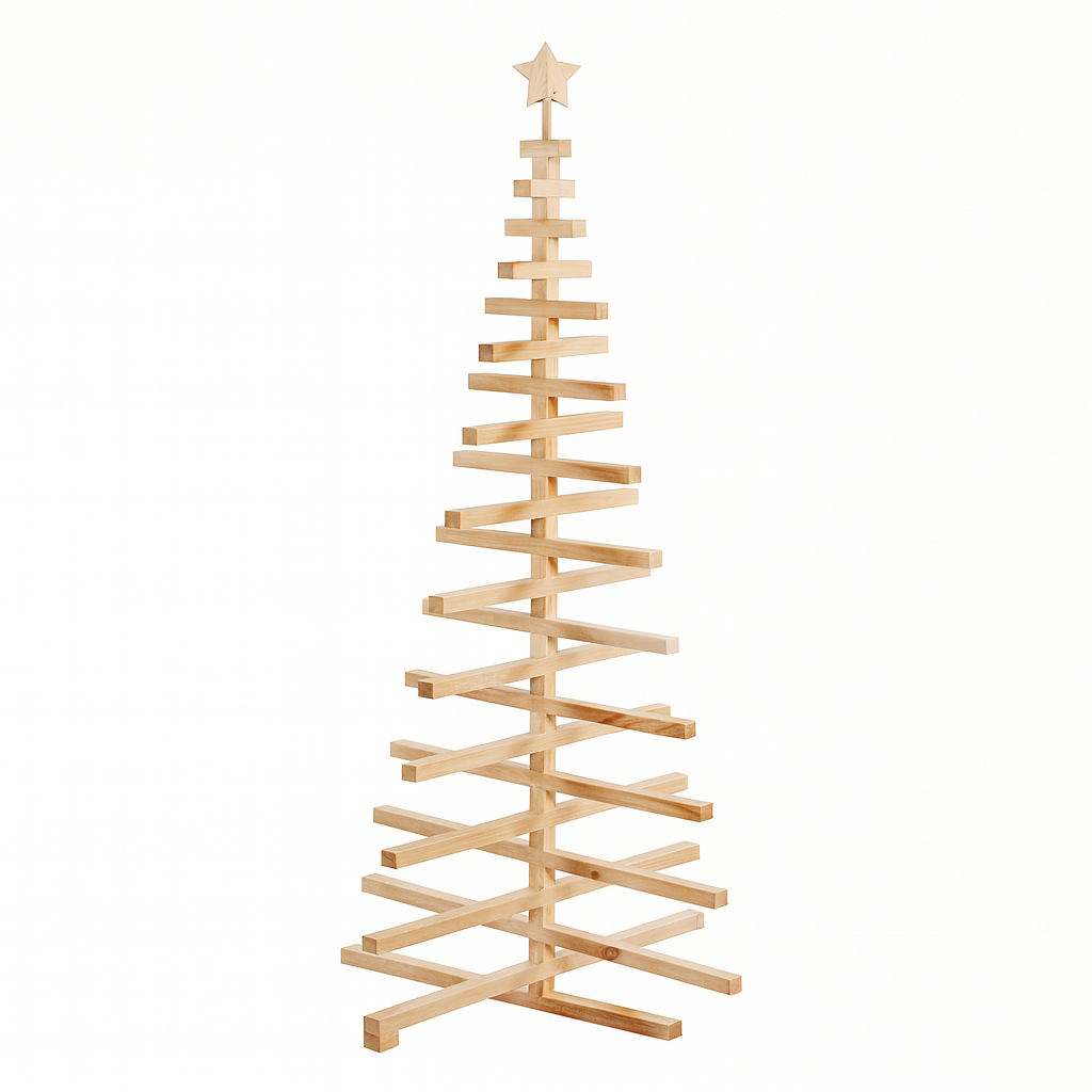 Livarno Home Reusable Wooden Christmas Tree, 23 Adjustable Branches, Stable Base
