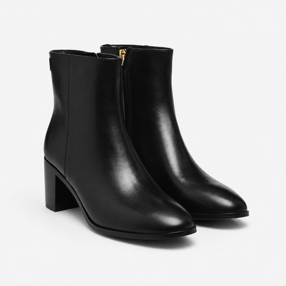 Cassie Burnished Leather Bootie Classic Ankle Boots