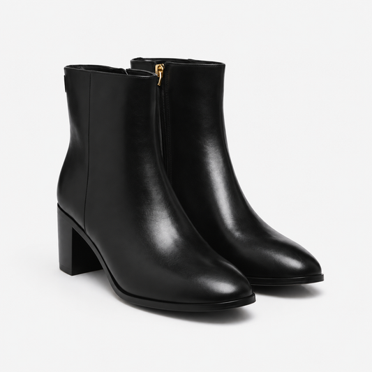 Cassie Burnished Leather Bootie Classic Ankle Boots