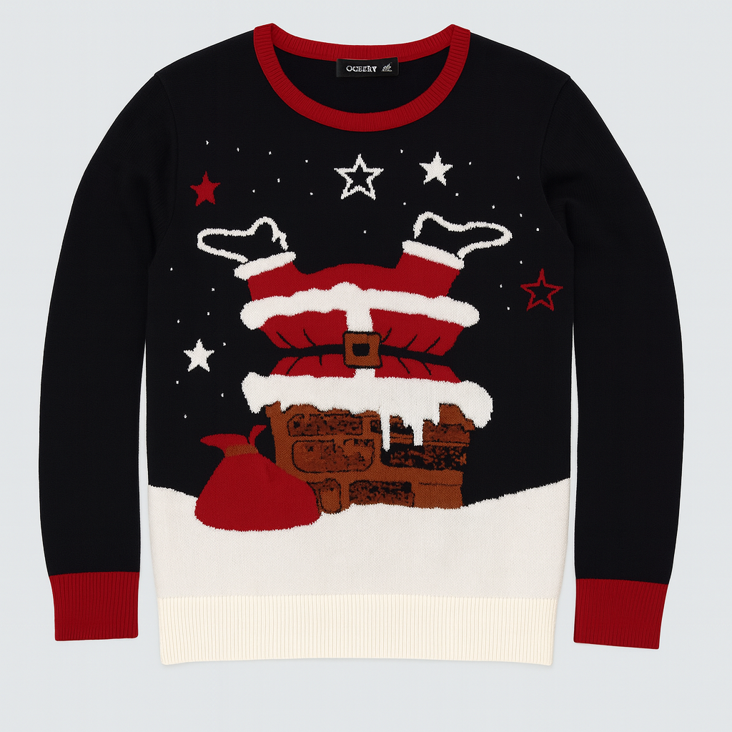 Men's Black Livergy Santa Christmas Jumper Soft Acrylic Knit