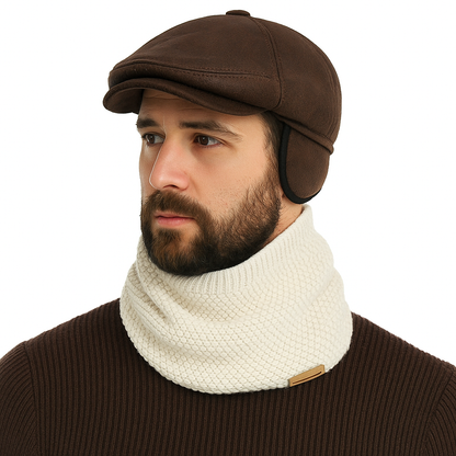 Real Sheepskin Shearling Driving Newsboy Hat Espresso Brown