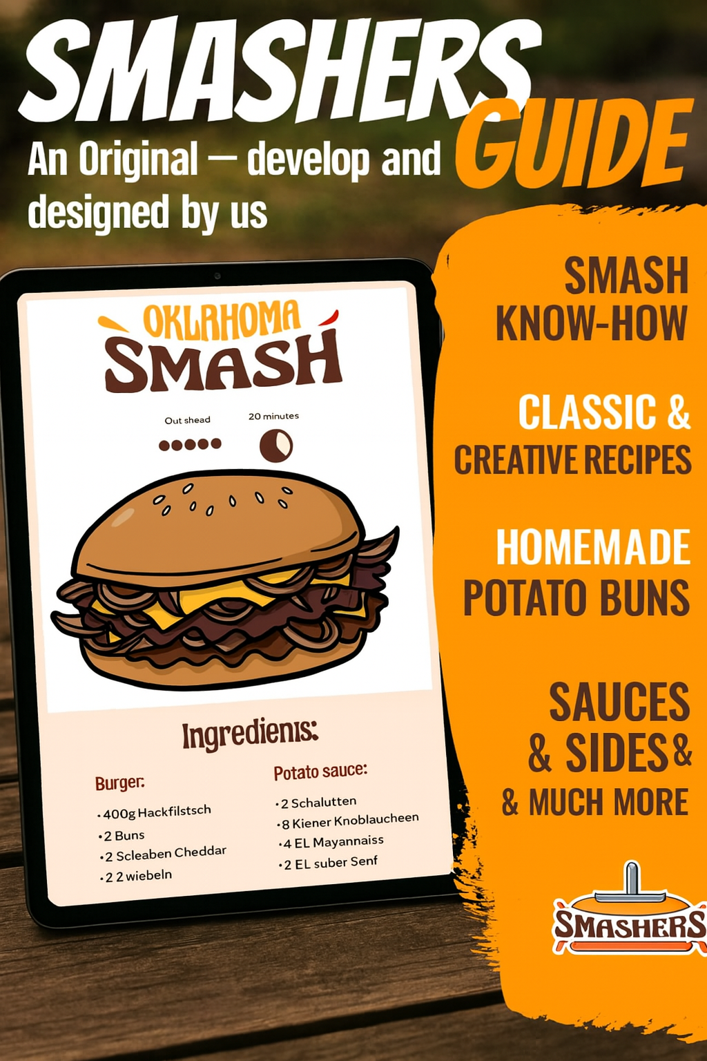 SMASHERS 6-Piece Smash Burger Set with Stainless Steel Press, Spatula, Grill Bell & Recipe eBook