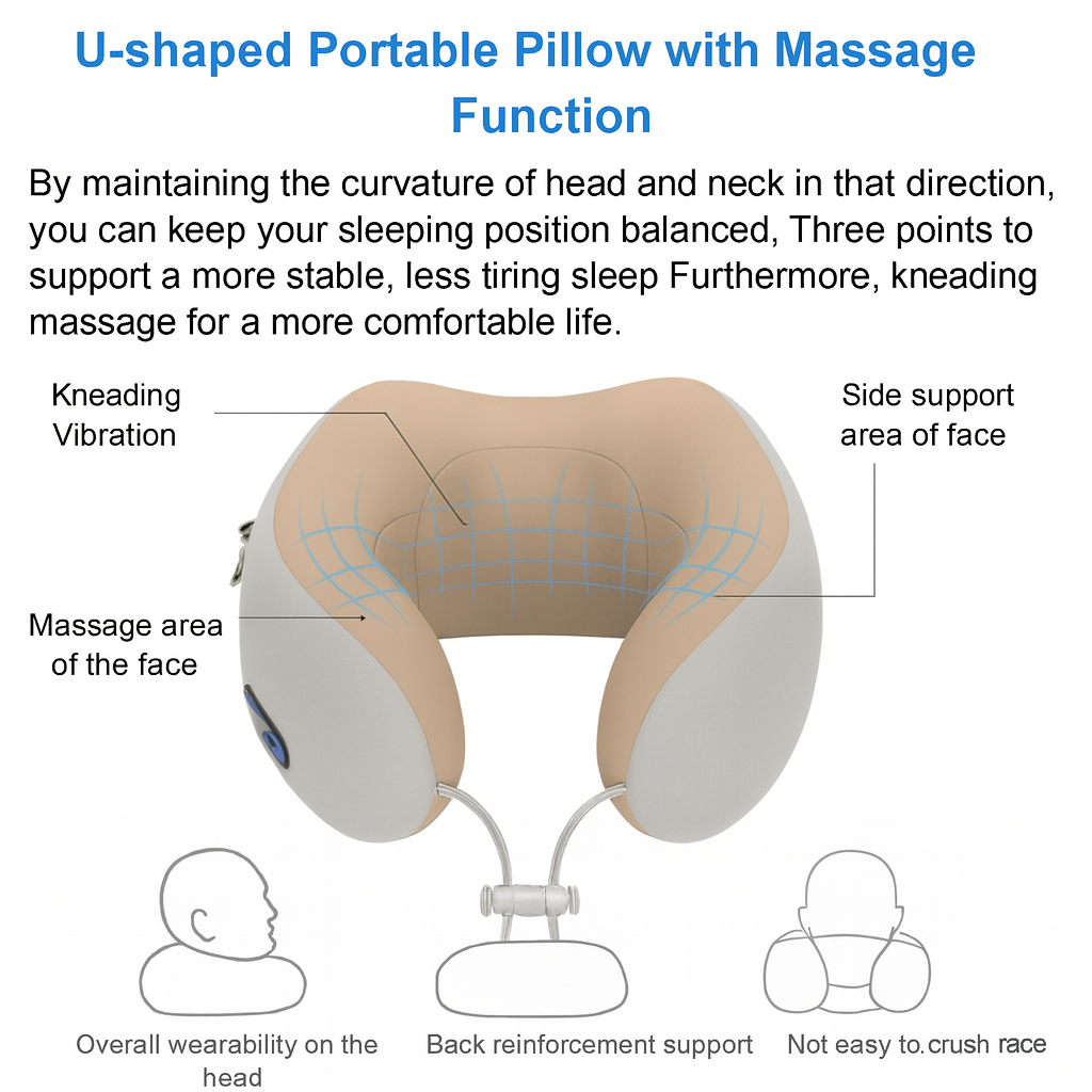 JustEvo Electric Neck Massager Pillow: Heated, Kneading, Portable Comfort for Neck