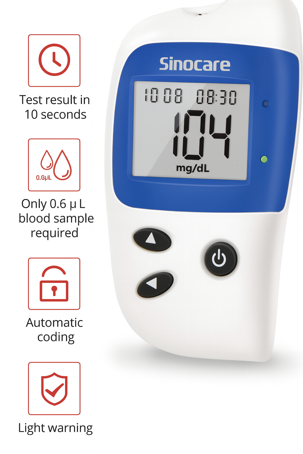 Sinocare Safe-Accu2 Pain-Free Blood Glucose Meter with 100 Strips